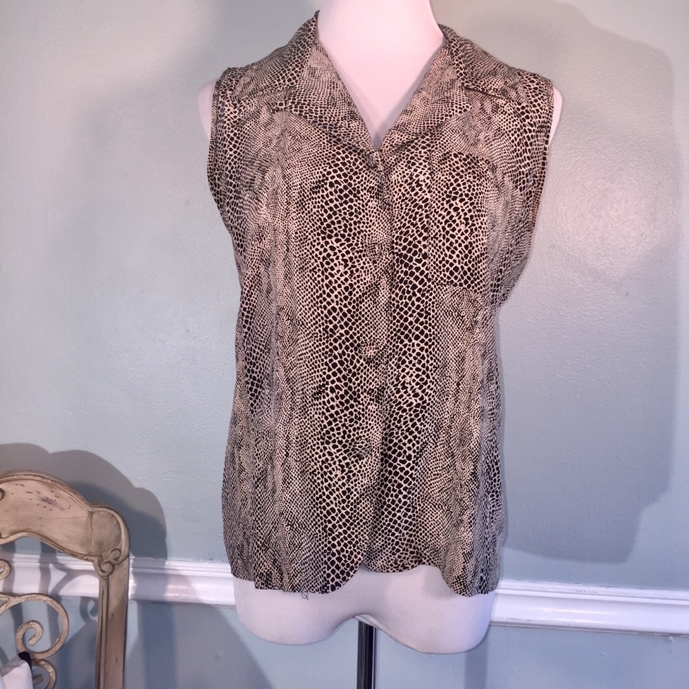 100% Silk Animal Print Blouse